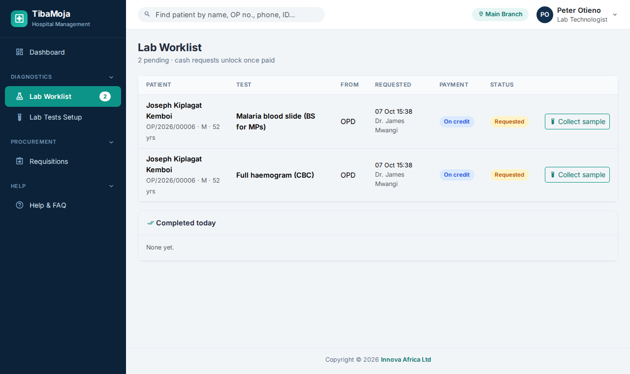 The laboratory worklist